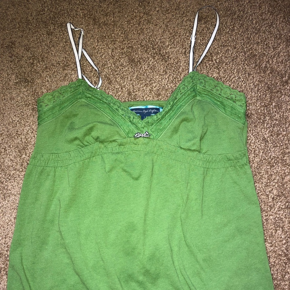 Olive green tank top w/ skinny straps